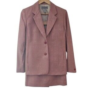 Vintage Bill Burns Signature Wool Cashmere Skirt Suit Set Sz 4 Made in USA